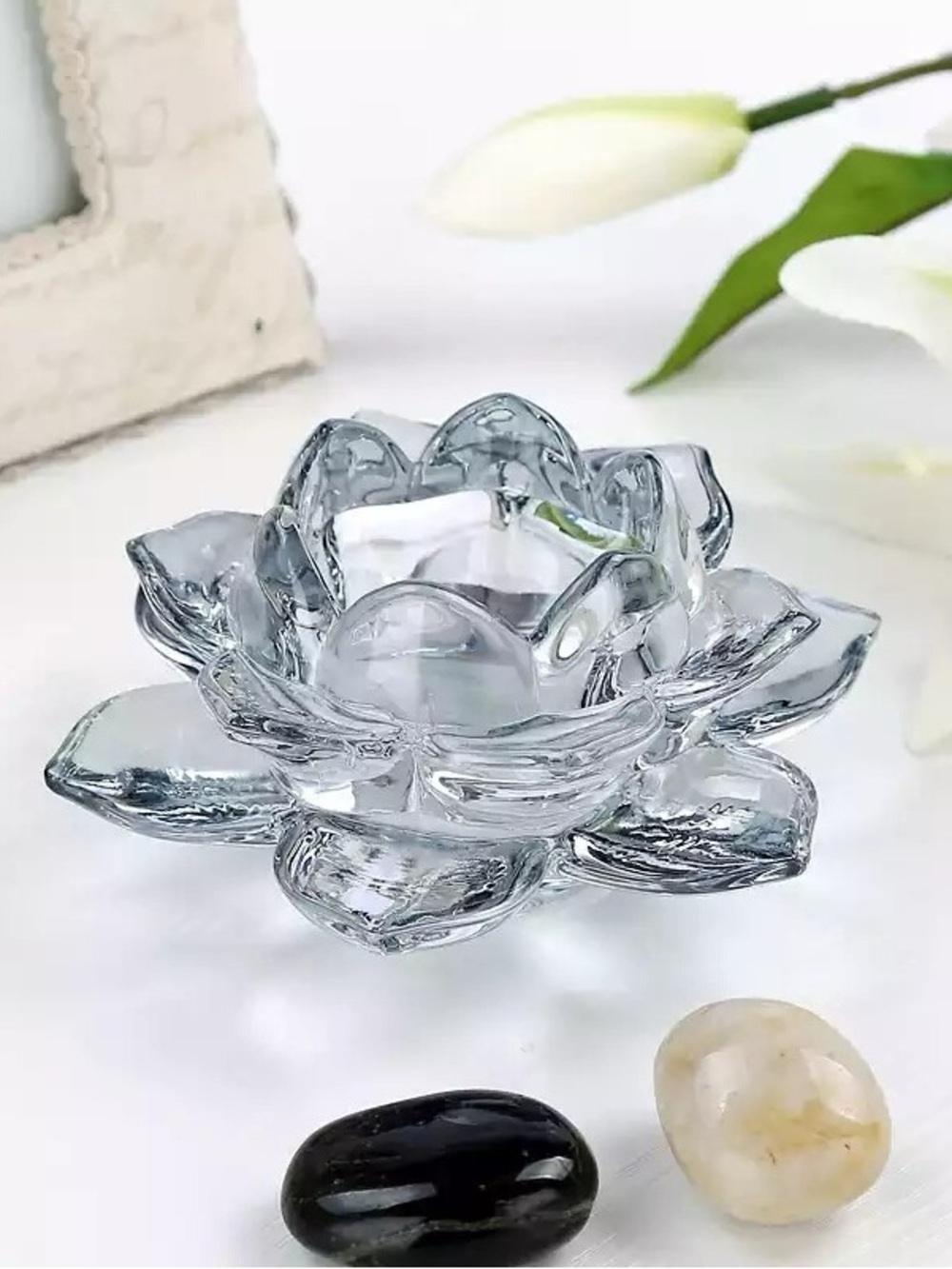 Glass Lotus Tealight Holder